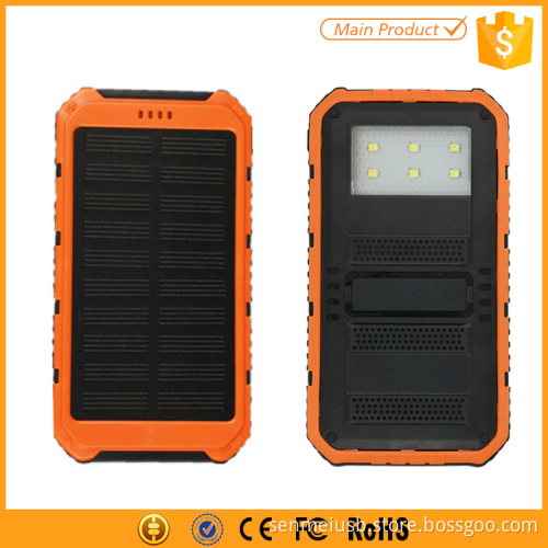 Private Label Solar Power Phone Power Bank Charger 8000mAh with Led Fashlight